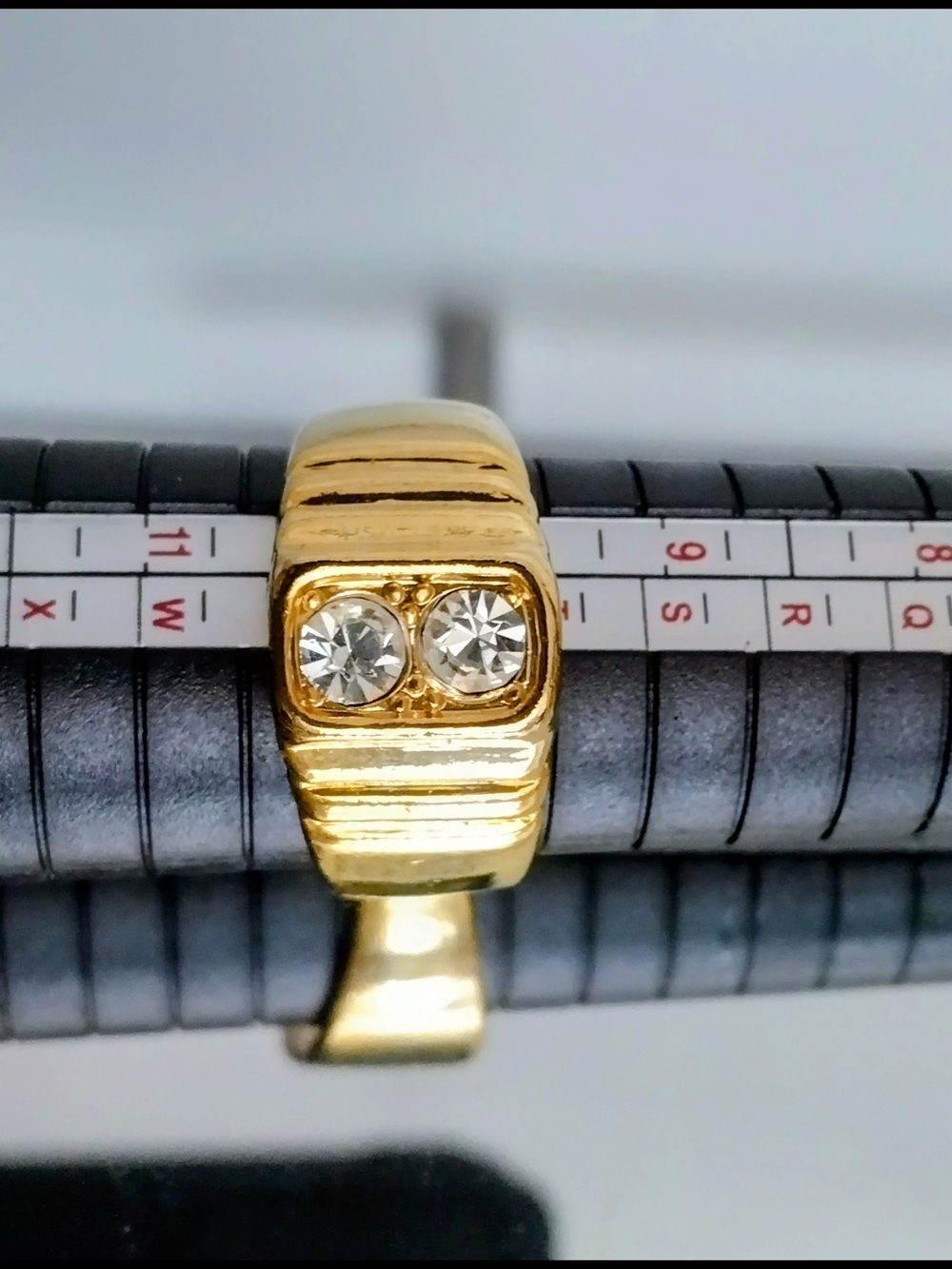 Gold Tone Ring with Twin Clear Stones